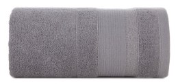 Ręcznik April 04 50x90 srebrny z żakardową bordiurą z błyszczącą nicią 500 g/m2 Eurofirany