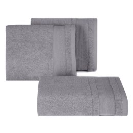 Ręcznik April 04 50x90 srebrny z żakardową bordiurą z błyszczącą nicią 500 g/m2 Eurofirany