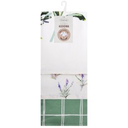 Komplet ścierek kuchennych 3szt 50x75 Lavender zielona fioletowa kratka kwiaty Eurofirany