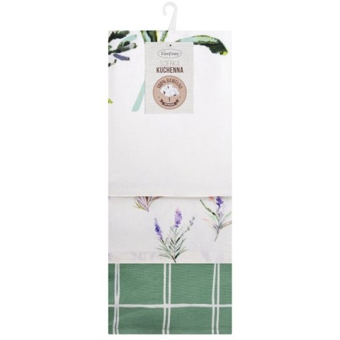 Komplet ścierek kuchennych 3szt 50x75 Lavender zielona fioletowa kratka kwiaty Eurofirany Komplet ścierek kuchennych 3szt 50x75 Lavender zielona fioletowa kratka kwiaty Eurofirany
