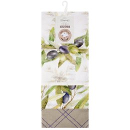 Komplet ścierek kuchennych 3szt 50x75 Olive zielona biała liście oliwki Eurofirany