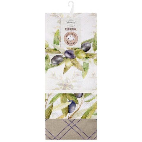 Komplet ścierek kuchennych 3szt 50x75 Olive zielona biała liście oliwki Eurofirany Komplet ścierek kuchennych 3szt 50x75 Olive zielona biała liście oliwki Eurofirany