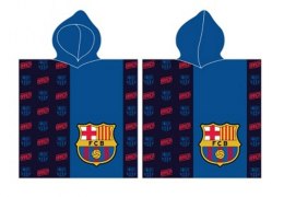 Poncho dla dzieci 60x120 FC BARCELONA niebieskie ręcznik z kapturkiem C24
