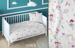 Pościel bawełniana 140x200 baletnica biała kolorowa dziecięca zapinana na suwak 3546 B KARO Kraina Snów
