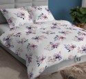 Pościel bawełniana 140x200 biała fioletowa kwiaty zapinana na suwak 4889 A KARO Bawełna Max Pościel bawełniana 140x200 biała fioletowa kwiaty zapinana na suwak 4889 A KARO Bawełna Max