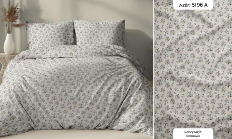 Pościel bawełniana 140x200 kremowa kwiatki zapinana na suwak 5196 A KARO Bawełna Max Pościel bawełniana 140x200 kremowa kwiatki zapinana na suwak 5196 A KARO Bawełna Max