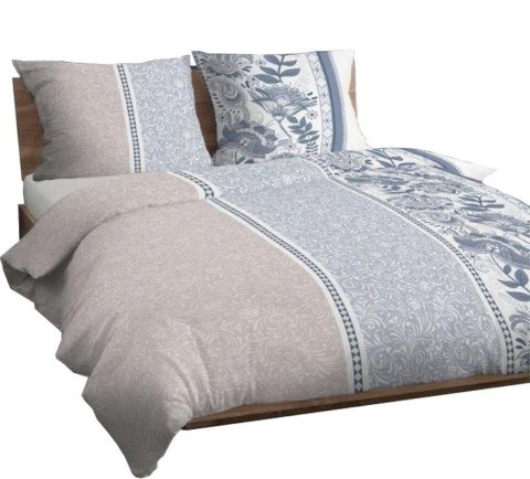 Pościel bawełniana 140x200 ornamenty niebieska beżowa zapinana na suwak 3432 G KARO Bawełna Max Pościel bawełniana 140x200 ornamenty niebieska beżowa zapinana na suwak 3432 G KARO Bawełna Max