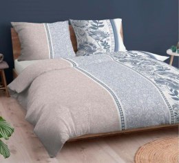 Pościel bawełniana 140x200 ornamenty niebieska beżowa zapinana na suwak 3432 G KARO Bawełna Max