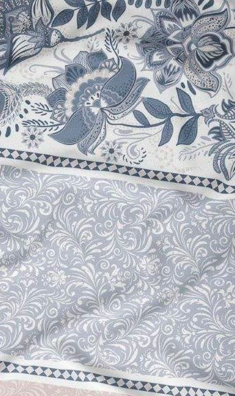 Pościel bawełniana 140x200 ornamenty niebieska beżowa zapinana na suwak 3432 G KARO Bawełna Max Pościel bawełniana 140x200 ornamenty niebieska beżowa zapinana na suwak 3432 G KARO Bawełna Max