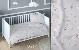 Pościel bawełniana 160x200 króliki szara różowa dziecięca zapinana na suwak 3547 C KARO Kraina Snów