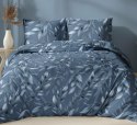 Pościel bawełniana 180x200 granatowa liście zapinana na suwak 5048 C KARO Bawełna Max Pościel bawełniana 180x200 granatowa liście zapinana na suwak 5048 C KARO Bawełna Max