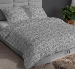 Pościel bawełniana 220x200 szara liście zapinana na suwak 4886 D KARO Bawełna Max