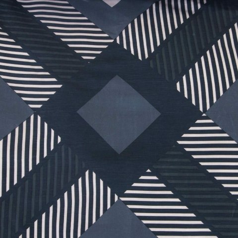 Pościel satynowa 140x200 1544/1 granatowa biała geometria z jedną poszewką Satynlove Pościel satynowa 140x200 1544/1 granatowa biała geometria z jedną poszewką Satynlove