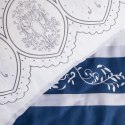 Pościel satynowa 160x200 1542/1 biała niebieska paski ornamenty Satynlove Pościel satynowa 160x200 1542/1 biała niebieska paski ornamenty Satynlove