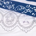 Pościel satynowa 160x200 1542/1 biała niebieska paski ornamenty Satynlove Pościel satynowa 160x200 1542/1 biała niebieska paski ornamenty Satynlove