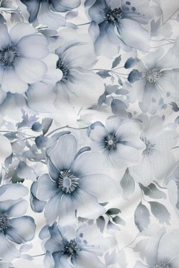 Pościel satynowa 160x200 biała niebieska kwiaty zapinana na suwak 5071 B - Karo Satin 160