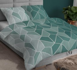Pościel satynowa 160x200 geometria miętowa zapinana na suwak 4797 A - Karo Satin 160
