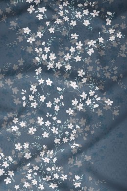 Pościel satynowa 160x200 granatowa kwiatuszki zapinana na suwak 5062 C KARO Satin