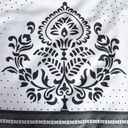 Pościel satynowa 180x200 1543/1 biała grafitowa ornamenty Satynlove