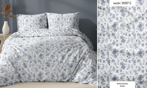 Poszewka bawełniana 40x40 biała niebieska kwiatki zapinana na suwak 5197 C KARO Bawełna Max Poszewka bawełniana 40x40 biała niebieska kwiatki zapinana na suwak 5197 C KARO Bawełna Max