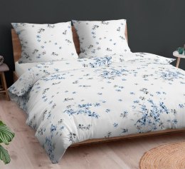 Poszewka bawełniana 40x40 biała niebieska kwiatuszki zapinana na suwak 4215 B KARO Bawełna Max