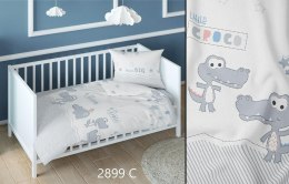 Poszewka bawełniana 40x40 krokodyle biała szara dziecięca zapinana na suwak 2899 C KARO Kraina Snów
