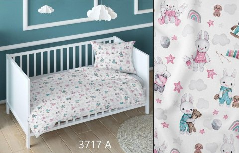 Poszewka bawełniana 40x40 króliki biała różowa dziecięca zapinana na suwak 3717 A KARO Kraina Snów Poszewka bawełniana 40x40 króliki biała różowa dziecięca zapinana na suwak 3717 A KARO Kraina Snów