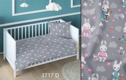 Poszewka bawełniana 40x40 króliki szara różowa dziecięca zapinana na suwak 3717 D KARO Kraina Snów