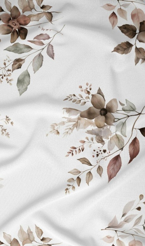 Poszewka bawełniana 50x60 biała beżowa kwiaty zapinana na suwak 4889 C KARO Bawełna Max Poszewka bawełniana 50x60 biała beżowa kwiaty zapinana na suwak 4889 C KARO Bawełna Max