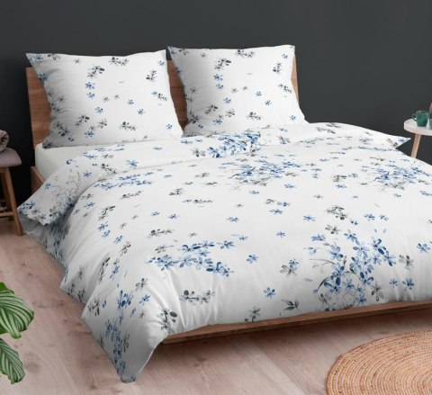 Poszewka bawełniana 50x60 biała niebieska kwiatuszki zapinana na suwak 4215 B KARO Bawełna Max Poszewka bawełniana 50x60 biała niebieska kwiatuszki zapinana na suwak 4215 B KARO Bawełna Max
