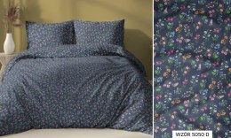 Poszewka bawełniana 50x60 granatowa kolorowa kwiatki zapinana na suwak 5050 D KARO Bawełna Max
