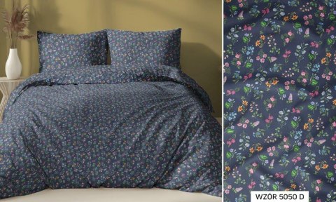 Poszewka bawełniana 50x60 granatowa kolorowa kwiatki zapinana na suwak 5050 D KARO Bawełna Max Poszewka bawełniana 50x60 granatowa kolorowa kwiatki zapinana na suwak 5050 D KARO Bawełna Max