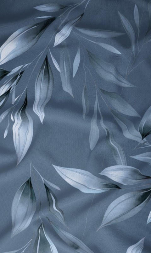 Poszewka bawełniana 50x60 granatowa liście zapinana na suwak 5048 C KARO Bawełna Max Poszewka bawełniana 50x60 granatowa liście zapinana na suwak 5048 C KARO Bawełna Max