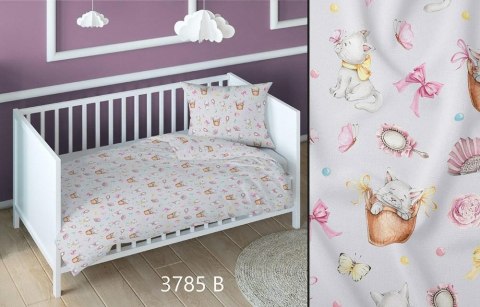 Poszewka bawełniana 50x60 kotki szara różowa dziecięca zapinana na suwak 3785 B KARO Kraina Snów Poszewka bawełniana 50x60 kotki szara różowa dziecięca zapinana na suwak 3785 B KARO Kraina Snów
