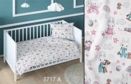 Poszewka bawełniana 50x60 króliki biała różowa dziecięca zapinana na suwak 3717 A KARO Kraina Snów