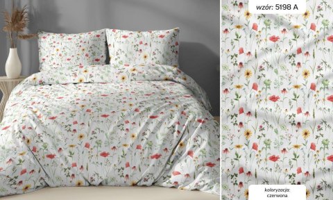 Poszewka bawełniana 50x60 łąka czerwona zapinana na suwak 5198 A KARO Bawełna Max Poszewka bawełniana 50x60 łąka czerwona zapinana na suwak 5198 A KARO Bawełna Max