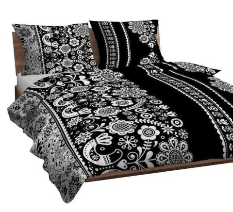 Poszewka bawełniana 50x60 łowicka czarna biała zapinana na suwak 3701 E KARO Bawełna Max Poszewka bawełniana 50x60 łowicka czarna biała zapinana na suwak 3701 E KARO Bawełna Max