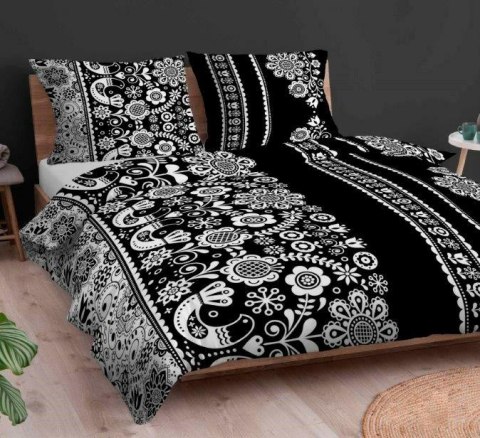 Poszewka bawełniana 50x60 łowicka czarna biała zapinana na suwak 3701 E KARO Bawełna Max Poszewka bawełniana 50x60 łowicka czarna biała zapinana na suwak 3701 E KARO Bawełna Max