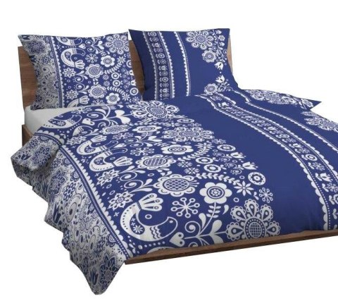 Poszewka bawełniana 50x60 łowicka granatowa zapinana na suwak 3701 G KARO Bawełna Max Poszewka bawełniana 50x60 łowicka granatowa zapinana na suwak 3701 G KARO Bawełna Max