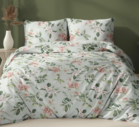 Poszewka bawełniana 50x60 miętowa kwiaty zapinana na suwak 5047 A KARO Bawełna Max Poszewka bawełniana 50x60 miętowa kwiaty zapinana na suwak 5047 A KARO Bawełna Max