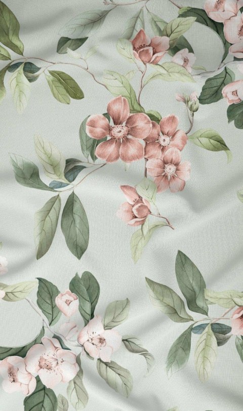 Poszewka bawełniana 50x60 miętowa kwiaty zapinana na suwak 5047 A KARO Bawełna Max Poszewka bawełniana 50x60 miętowa kwiaty zapinana na suwak 5047 A KARO Bawełna Max