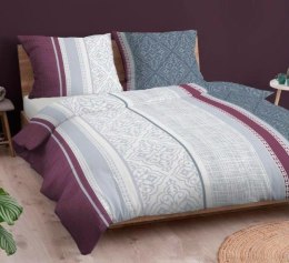 Poszewka bawełniana 50x60 ornamenty bordowa szara zapinana na suwak 3567 C KARO Bawełna Max