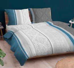 Poszewka bawełniana 50x60 ornamenty niebieska szara zapinana na suwak 3567 D KARO Bawełna Max