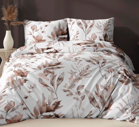 Poszewka bawełniana 70x80 biała beżowa liście zapinana na suwak 4835 C KARO Bawełna Max Poszewka bawełniana 70x80 biała beżowa liście zapinana na suwak 4835 C KARO Bawełna Max