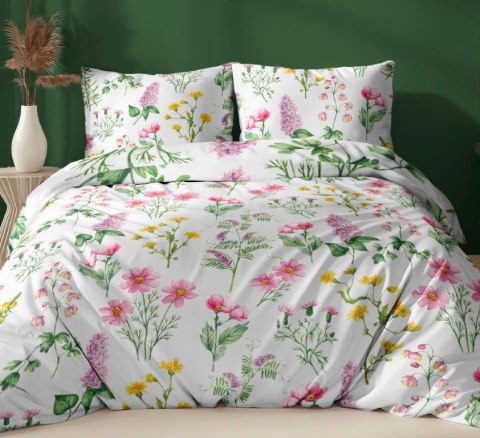 Poszewka bawełniana 70x80 biała kolorowa kwiaty zapinana na suwak 4742 A KARO Bawełna Max Poszewka bawełniana 70x80 biała kolorowa kwiaty zapinana na suwak 4742 A KARO Bawełna Max