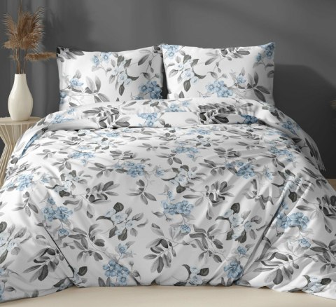 Poszewka bawełniana 70x80 biała szara niebieska kwiaty zapinana na suwak 5047 B KARO Bawełna Max Poszewka bawełniana 70x80 biała szara niebieska kwiaty zapinana na suwak 5047 B KARO Bawełna Max