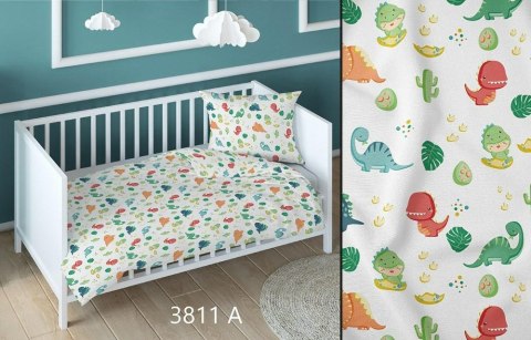 Poszewka bawełniana 70x80 dinozaury biała kolorowa dziecięca zapinana na suwak 3811 A KARO Kraina Snów Poszewka bawełniana 70x80 dinozaury biała kolorowa dziecięca zapinana na suwak 3811 A KARO Kraina Snów