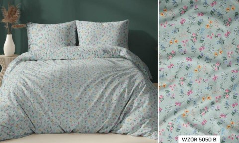 Poszewka bawełniana 70x80 miętowa kolorowa kwiatki zapinana na suwak 5050 B KARO Bawełna Max Poszewka bawełniana 70x80 miętowa kolorowa kwiatki zapinana na suwak 5050 B KARO Bawełna Max