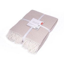 Koc bawełniany akrylowy 200x220 beżowy z frędzlami jacquard 126jb