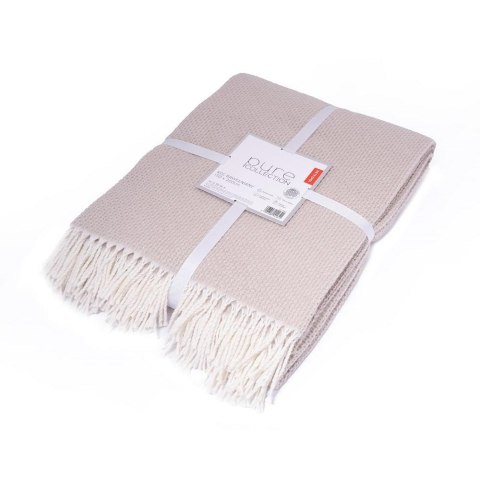 Koc bawełniany akrylowy 200x220 beżowy z frędzlami jacquard 126jb Koc bawełniany akrylowy 200x220 beżowy z frędzlami jacquard 126jb